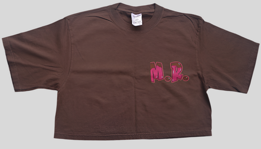 Women’s signature crop top- brown/pink